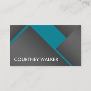 Titanium and turquoise bold angles business cards