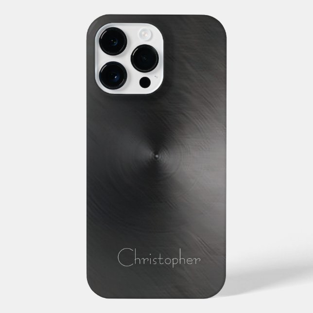 Titanium Black Silver Stainless Steel Print iPhone Case (Back)