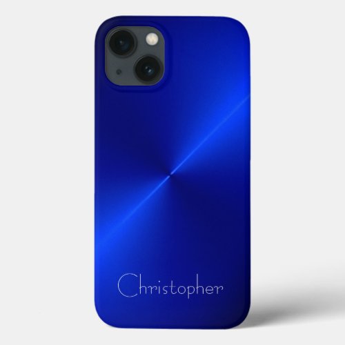 Titanium Bright blue Stainless Steel Print iPhone 13 Case