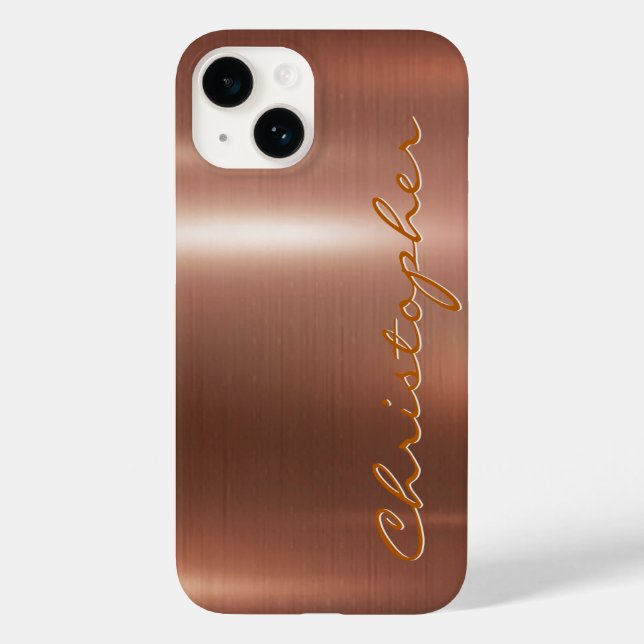 Titanium bronze Shiny Stainless Steel Metal 15 Case-Mate iPhone Case (Back)