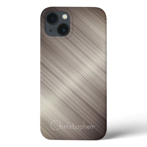Titanium brown Stainless Steel Print iphone 15 iPhone 13 Case
