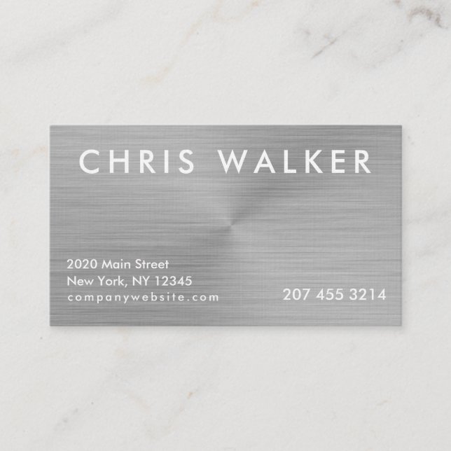 Titanium brushed metal customizable business cards (Front)