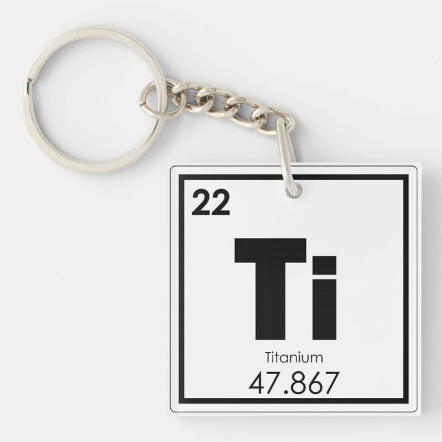 Titanium chemical element symbol chemistry formula keychain (Front)