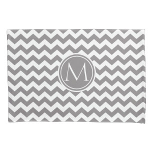 Titanium Chevron Monogrammed Pillow Case