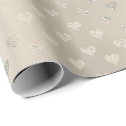 Titanium Ivory  Glam Gold Hearts Metallic Confetti Wrapping Paper