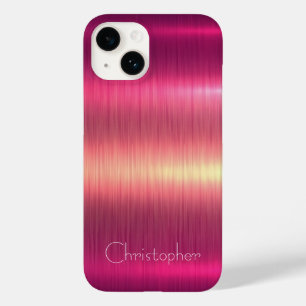 Titanium pink and Silver Stainless Steel Print 15 Case-Mate iPhone 14 Case