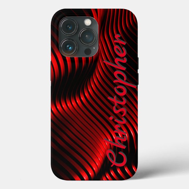 titanium Polished Red and black Radial and Metalic Case-Mate iPhone Case (Back)