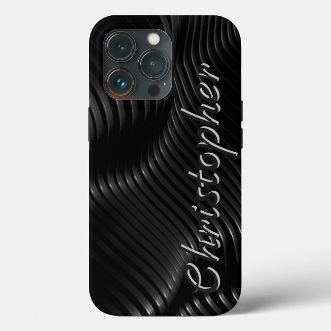 Titanium Polished Silver and black Radial Metallic Case-Mate iPhone Case (Back)