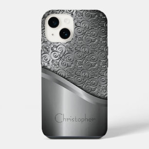 Titanium Polished Silver Radial Metallic iphone 15 14 Case