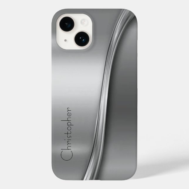 Titanium Polished Silver Radial Metallic iphone 15 Case-Mate iPhone Case (Back)