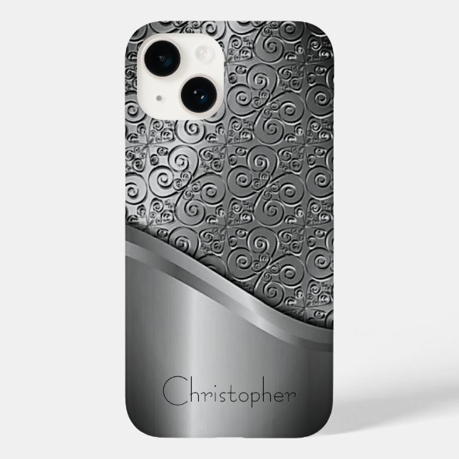 Titanium Polished Silver Radial Metallic iphone 15 Case-Mate iPhone Case (Back)