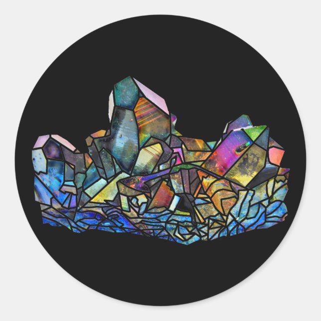 Titanium Quartz Crystal Cluster Gemstones Stickers (Front)