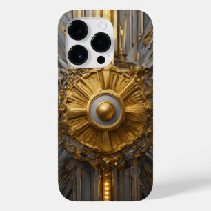 Titanium Silver and Gold Stainless Steel Print Case-Mate iPhone 14 Pro Case