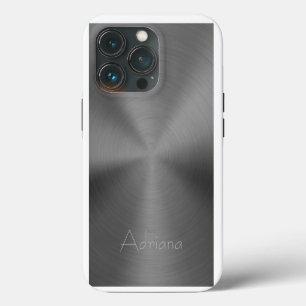 Titanium silver gray Stainless Steel Print iPhone 13 Pro Case