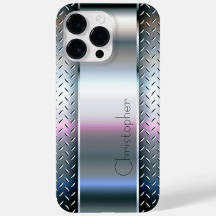 Titanium Silver Stainless Steel Print Case-Mate iPhone 14 Pro Max Case