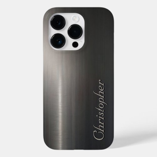 Titanium silver stainless steel print Case_Mate iPhone 14 pro case