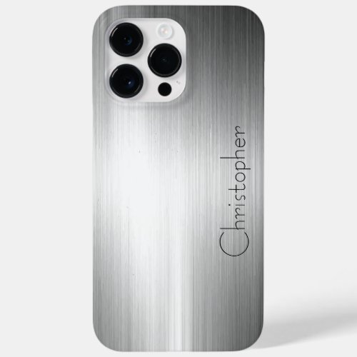 Titanium Silver Stainless Steel Print Case_Mate iPhone 14 Pro Max Case