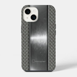 Titanium Silver Stainless Steel Print iphone 15 14 Case