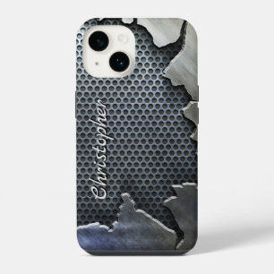 Titanium Silver Stainless Steel Print iphone 15 14 Case