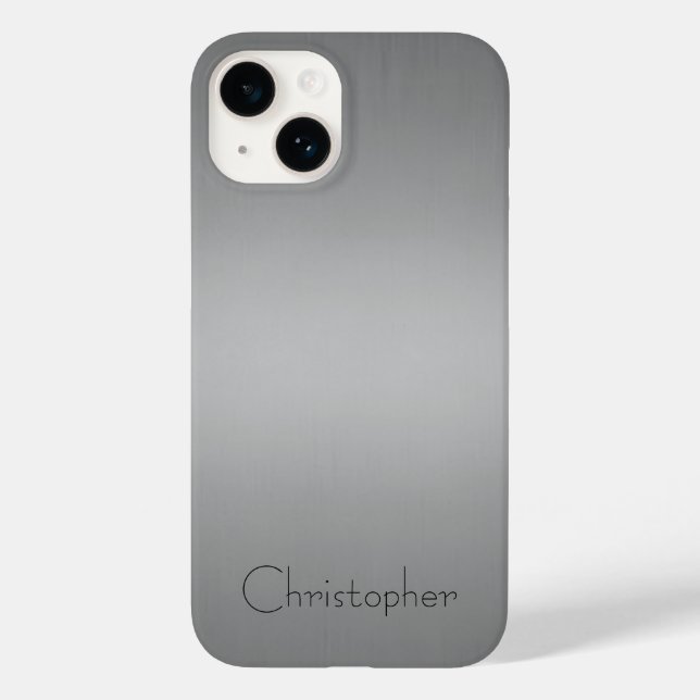 Titanium silver Stainless Steel Print iphone 15 Case-Mate iPhone Case (Back)