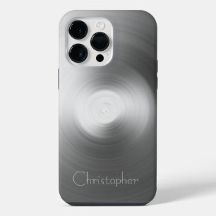 Titanium Silver Stainless Steel Print iPhone 14 Pro Max Case