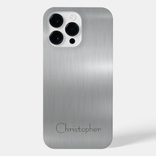 Titanium Silver Stainless Steel Print iPhone 14 Pro Max Case