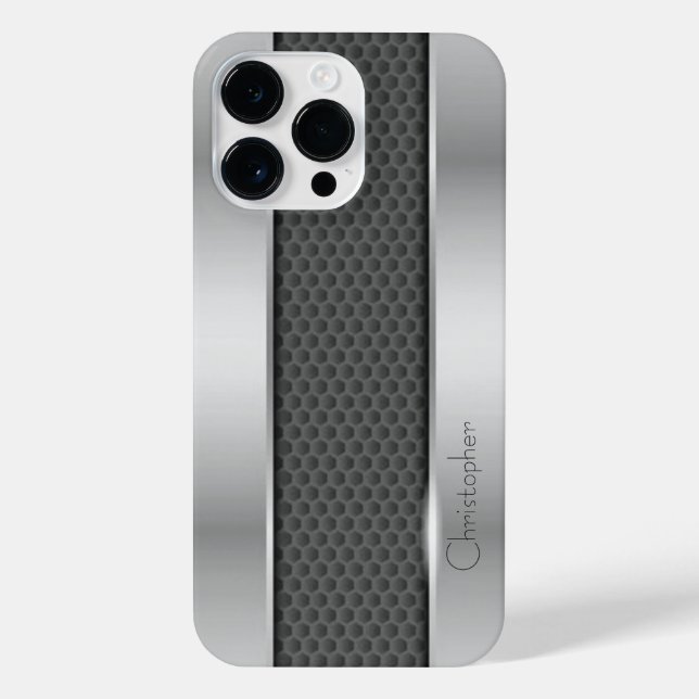 Titanium Silver Stainless Steel Print iPhone Case (Back)