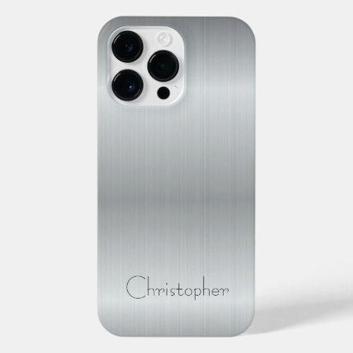 Titanium Silver Stainless Steel Print iPhone 14 Pro Max Case