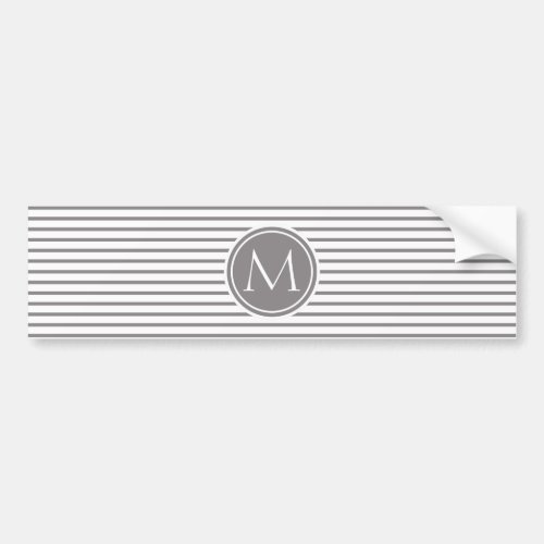 Titanium Thin Stripes Pattern and Monogram Bumper Sticker