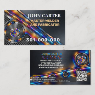 Titanium Welding Fabrication Metal Custom Logo QR Business Card