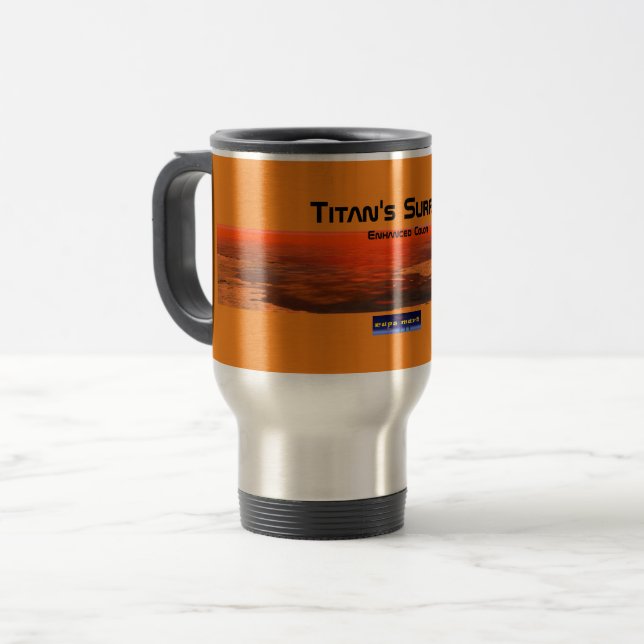 Titan's Wide Surface (White w/Gold Trim) Travel Mug (Front Left)