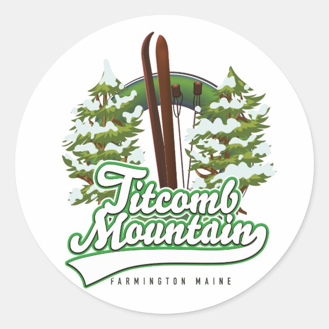 Titcomb Mountain Farmington Maine Ski  Classic Round Sticker (Front)