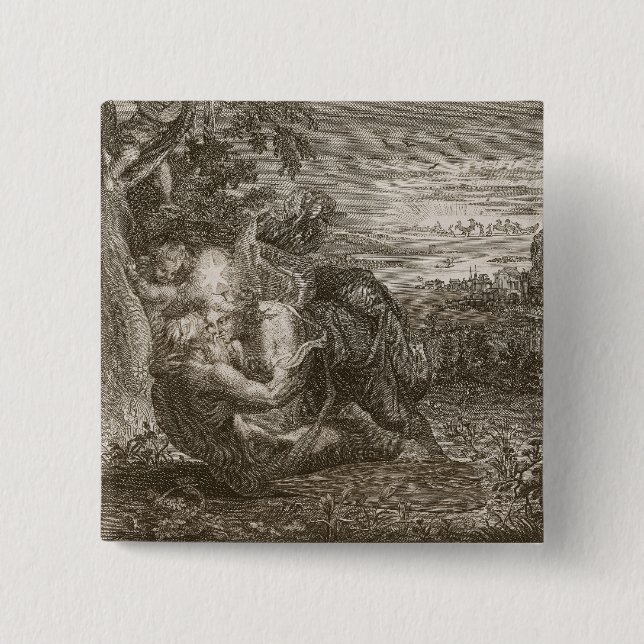 Tithonus, Aurora's Husband, Turned into a Grasshop Pinback Button (Front)