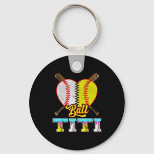 Titi Of Both Half Baseball Softball Ice Cream Drip Keychain