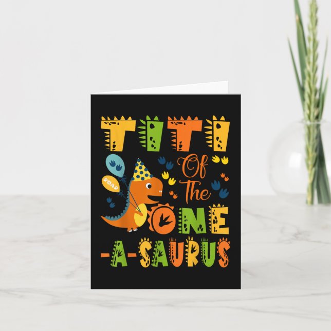 Titi Of The One-a-saurus 1st Birthday Dinosaur Par Card (Front)
