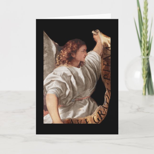 Titian Angel with  Banner Holiday Card (Front)