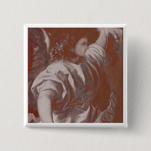 Titian Annunciation Angel with Banner Pinback Button (Front)