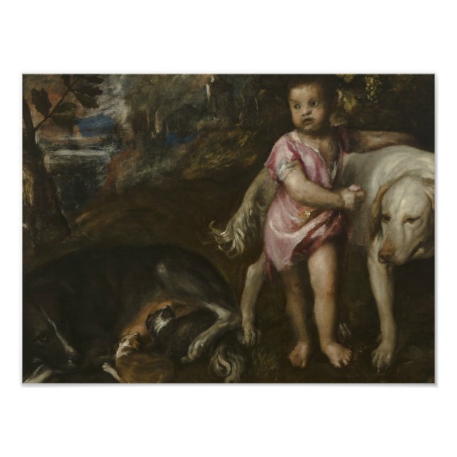 Titian - Boy with Dogs in a Landscape Photo Print (Front)