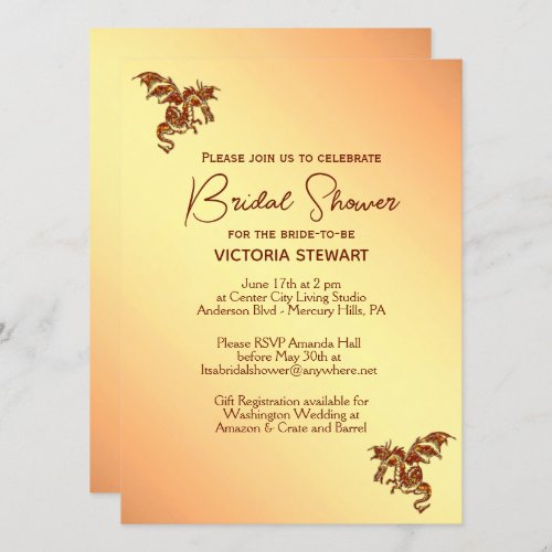 Titian Dragon Fantasy Bridal Shower Invitation