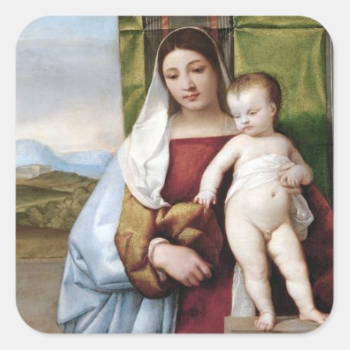 Titian Gypsy Madonna Square Sticker