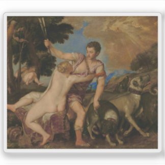 Titian (Tiziano Vecellio) - Venus and Adonis Sticker