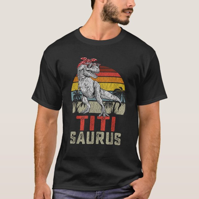 Titisaurus T Rex Dinosaur Titi Saurus Family Match T-Shirt (Front)