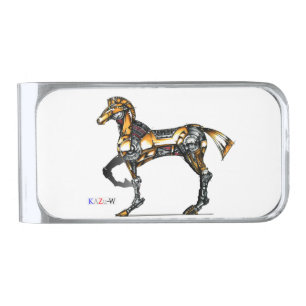 Title 00000 "Machine Horse" Silver Finish Money Clip
