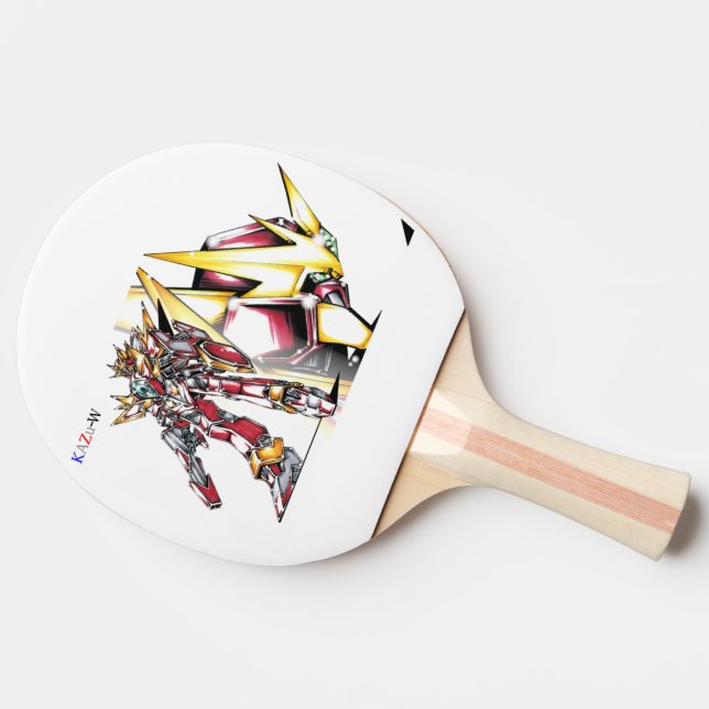 Title 00008 "Red Hero Armored Giant" Ping Pong Paddle (Side)