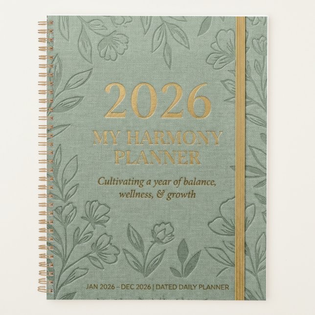 Title: 2026 My Harmony Daily Planner | Sage Floral (Front)