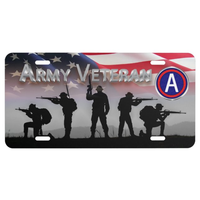 Title:  3rd Army – Army Veteran License Plate (Front)