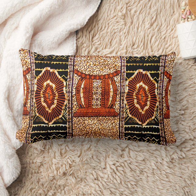 Title Afrocentric Elegance in Earthy Neutrals Lumbar Pillow (Creator Uploaded)