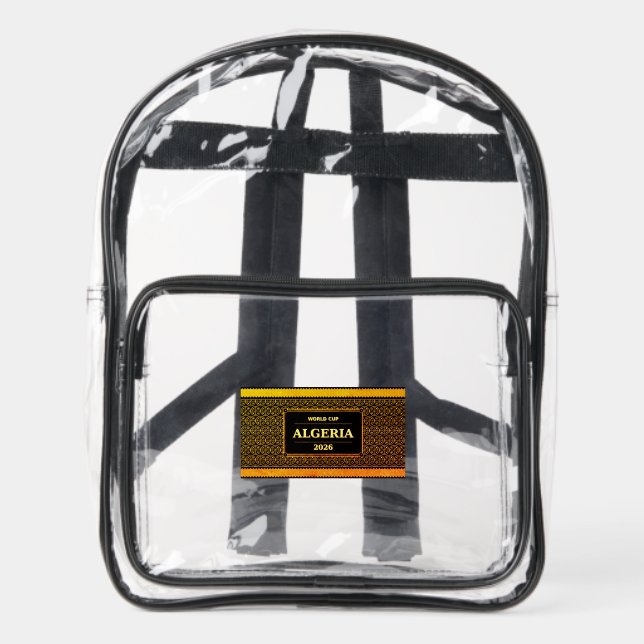 TITLE: Algeria Football Fan 2026 Black Gold Luxury Clear Backpack (Front)