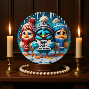 Title: "Baby, It's Cold Out Here Large Clock