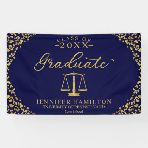 Title: Blue and Gold Law School Graduation Banner